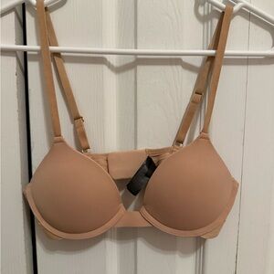 Tan T-Shirt Bra with Molded Cups and Adjustable Straps 34AA